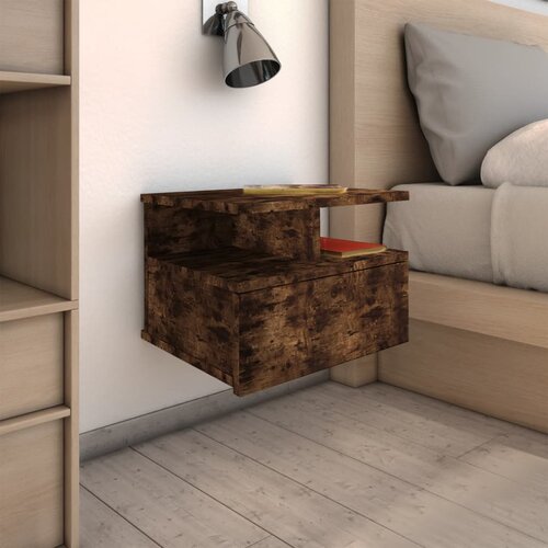 The Living Store Lebdeča nočna omarica 2 kosa dim. hrast 40x31x27 cm inž. les - Lebdeča Nočna Omarica, (21420755) Slike