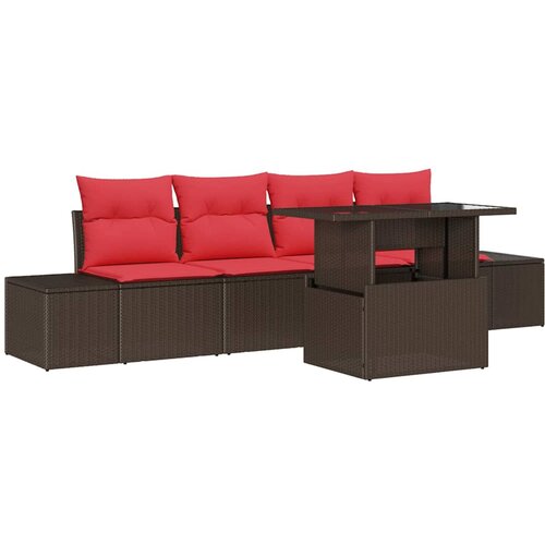 VidaXL Vrtna sedežna garnitura 5 pcs Rjava in rdeča 100 x 55 x 73 cm, (5000020607) Slike