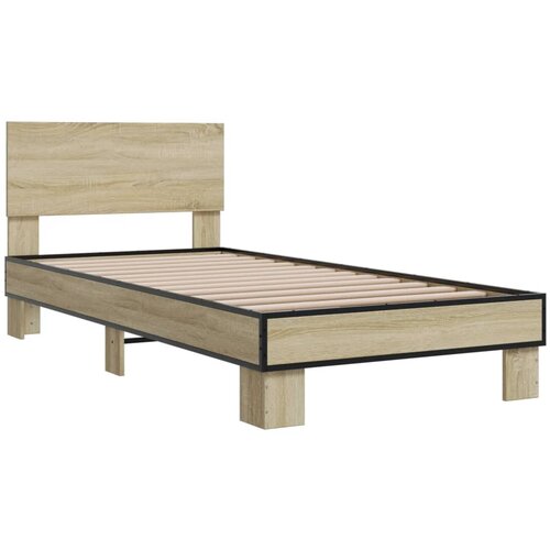 VidaXL Okvir za krevet boja hrasta 100x200cm konstruirano drvo i metal Slike