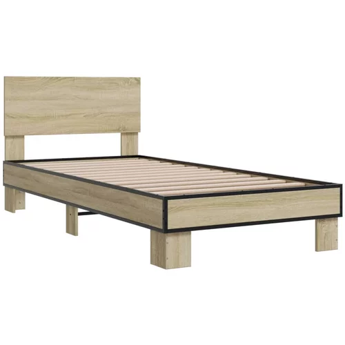 vidaXL Okvir za krevet boja hrasta 100x200cm konstruirano drvo i metal