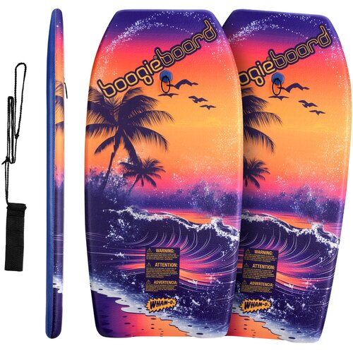 WHAM - O 2-paket 37-palčnih Boogie Board z zapestnim povodcem in Phuzion Core Crescent Tail prevleko za vse od 8 let - Beach, (22114377) Cene