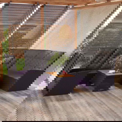  3-dijelna vrtna garnitura od poliratana s jastucima crna Cijene