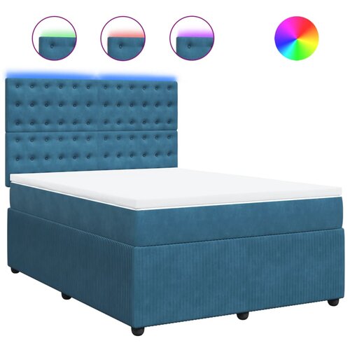 vidaXL Box spring postelja z vzmetnico modra 140x190 cm žamet, (21305973) Cene