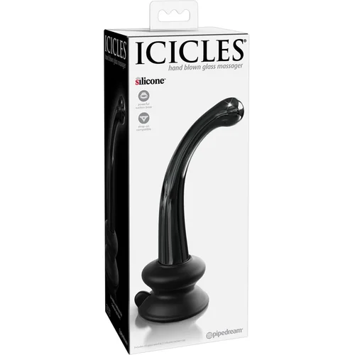 Icicles No. 87 - Stekleni dildo z G+P-točko (črn)