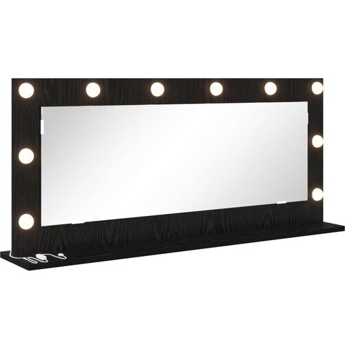  Ogledalo za toalet s LED svjetlima Crni hrast 100x45x18 cm Slike