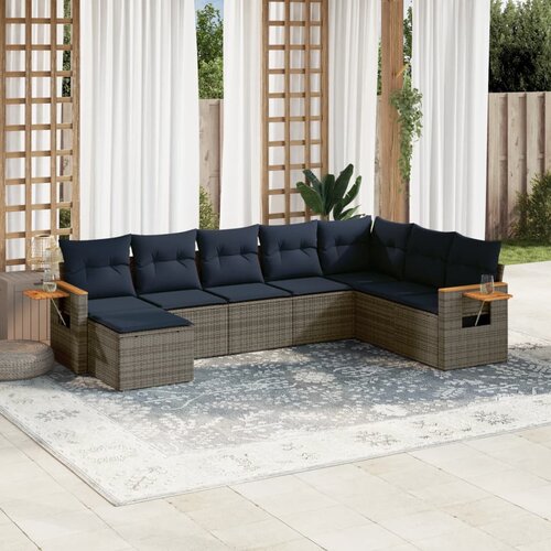 vidaXL 8-dijelni set vrtnih sofa od poliratana s jastucima sivi Cijene