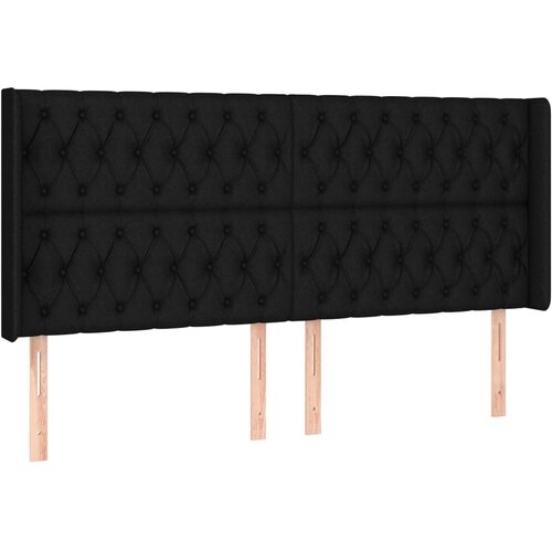 Maison Chic posteljno vzglavje - vzglavna omarica - nočna omarica z u&amp;scaron;esi črno 203x16x118/128 cm blago, (21712624) Slike