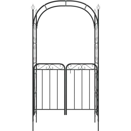 VidaXL Vrtni luk s vratima crni 108 x 45 x 235 cm čelični Slike