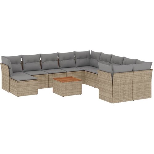  12-dijelni set vrtnih sofa s jastucima bež od poliratana Slike