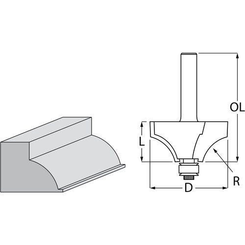 Makita profilno glodalo s ležajem R 12,7 mm, 38,1 mm, dr&scaron;ka 8 mm D-48555 Cijene