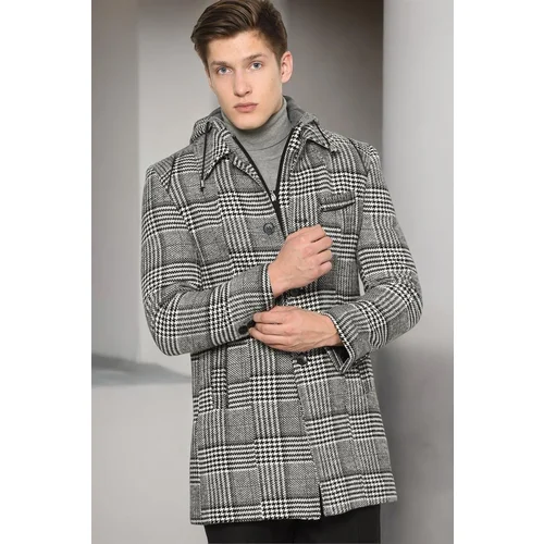 Dewberry PLT8335 MEN'S COAT-LIGHT PATTERNED BLACK