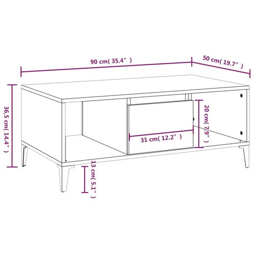  Stolić za kavu bijeli 90 x 50 x 36,5 cm od konstruiranog drva Slike