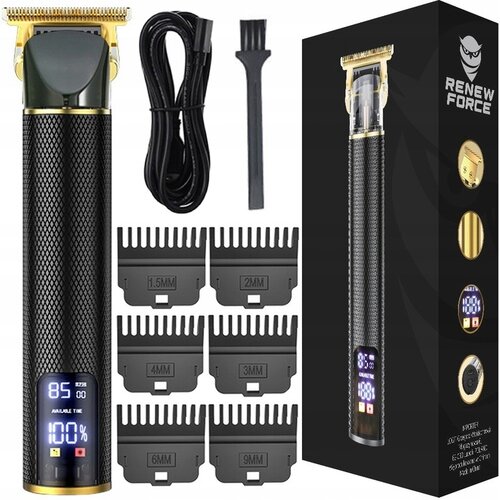  Baterija od nehrđajućeg čelika. 1300mAh LCD aparat za brijanje i trimer za kosu i bradu USB crni Slike