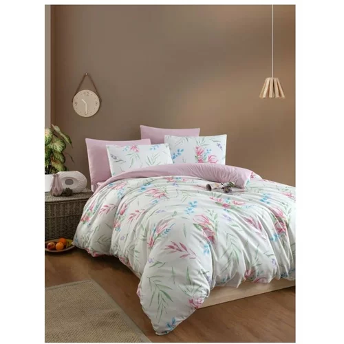 Mila Home Bela/rožnata podaljšana posteljnina za zakonsko posteljo z rjuho 200x220 cm Leaves –