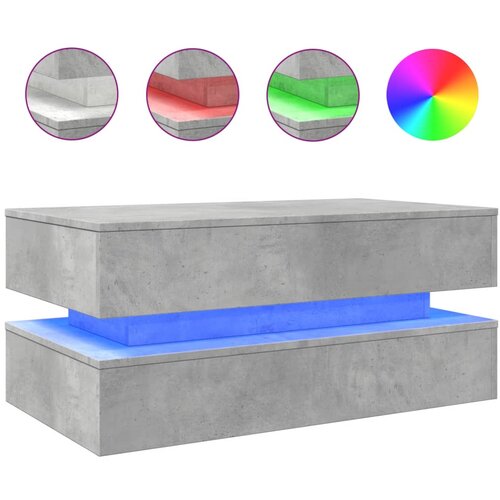 Maison Chic Klubska mizica - kavna mizica - Nizka mizica z LED lučkami betonsko siva 90x50x40 cm, (21752013) Slike