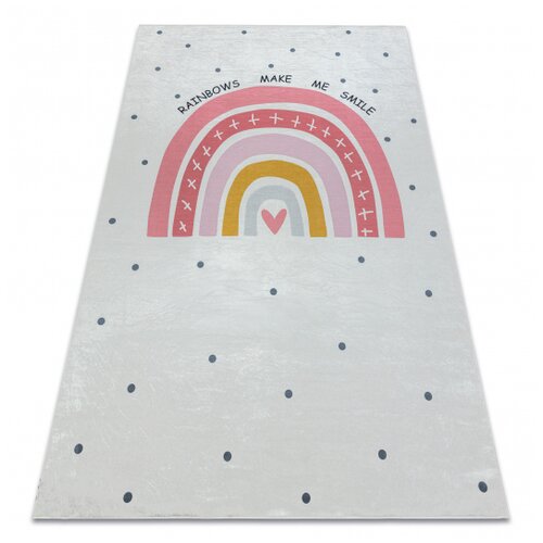 RugsX BAMBINO 47810 pralna preproga Mavrica, pike za otroke protizdrsna - belo / roza 80x150 cm, (5000177129) Cene