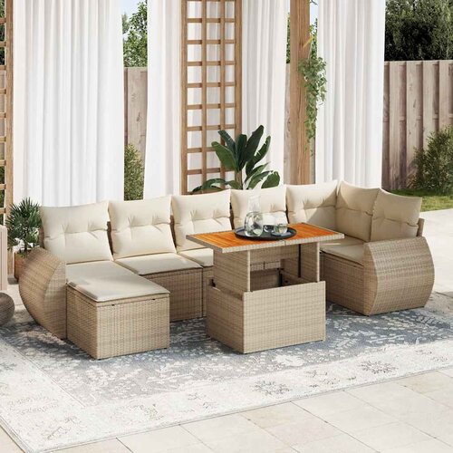vidaXL 8-dijelni set vrtnih sofa od poliratana s jastucima bež Cijene