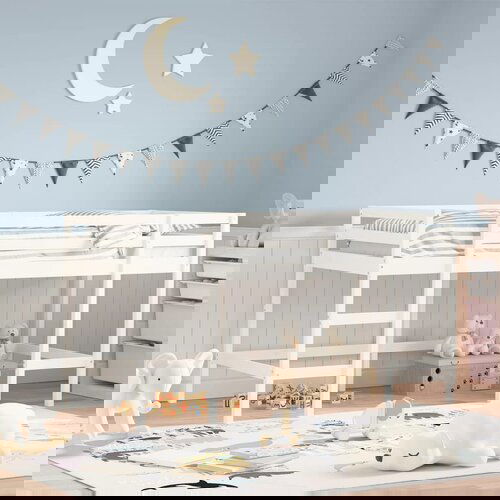 vidaXL Dječji krevet na kat s ljestvama bijeli 90 x 200 cm od borovine Cijene