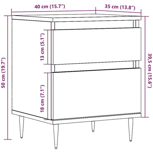 VidaXL Noćni ormarić Artisan hrast 40x35x50 cm izrađeno drvo Slike