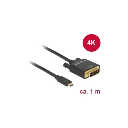 Delock USB-C&reg; / DVI adapterski kabel USB-C&reg; vtič\, DVI-D 24+1-polni vtič 1.00 m črna 85320 pozlačeni konektorji USB-C&reg;-Display kabel, (20416961) Cene