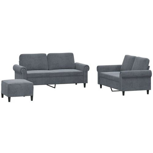 VidaXL 3-dijelni set sofa s jastucima tamnosivi bar&amp;scaron;unasti Slike