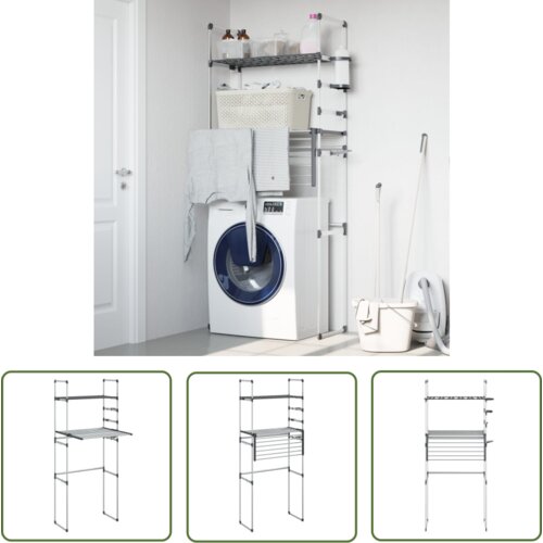The Living Store Polica za pralni stroj 77x52x192 cm aluminij - Polica Za Pralni Stroj, (21745142) Slike