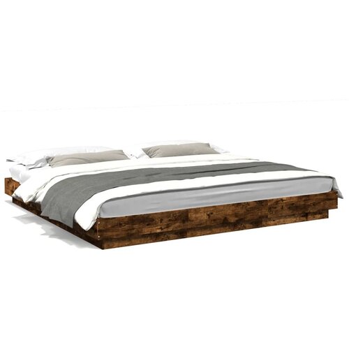 VidaXL Okvir kreveta s LED svjetlima boja hrasta 200 x 200 cm drveni Slike