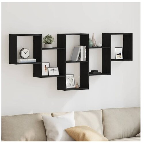 vidaXL Zidna polica crni hrast 159x18x66 cm inženjerski drvo - Crni hrast Cijene