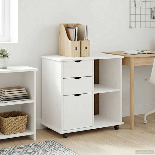  Mobilni ormar Bijelo 63,5 x 39 x 65,5 cm Čvrsto borovo drvo Cene