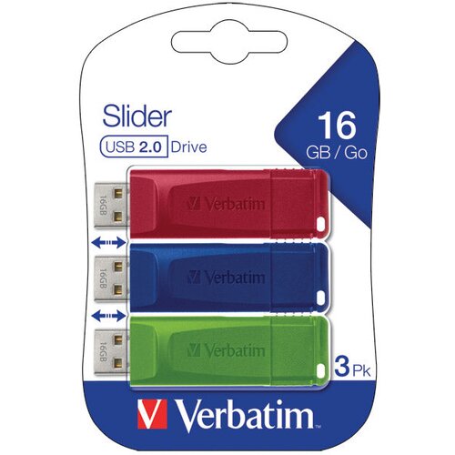  MEMORIJA USB 3X16GB 2.0 STORE&APOS;N&APOS;GO SLIDER VERBATIM 49326 SORTIRANO BLISTER Cijene