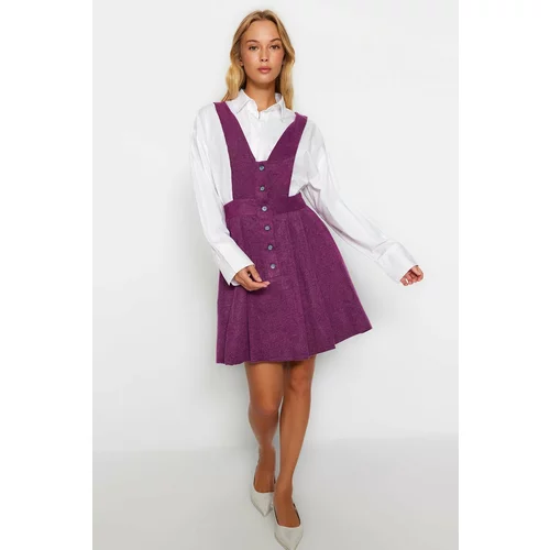 Trendyol Plum Straps and Woven Buttons Gilet Dress