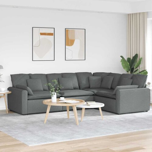 Modularna sofa s jastucima, tkanina, tamno siva Slike