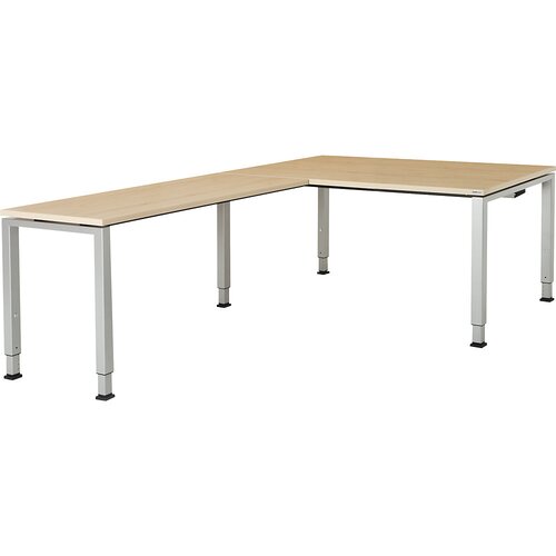 mauser Pisalna miza, kotna, spodnji del iz kvadratne/okrogle cevi, VxŠxG 650 - 850 x 1600 x 900 mm, kotni element na levi strani (širina 1200 mm), plo Cene
