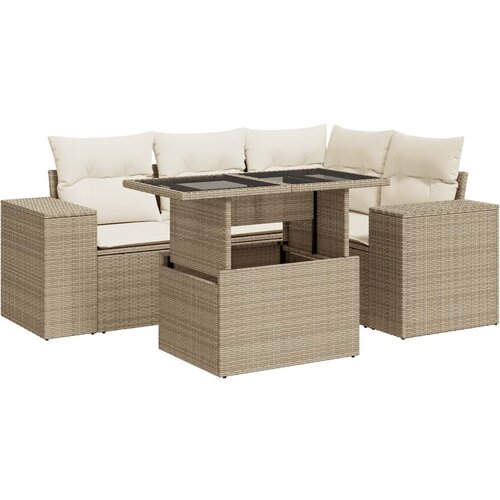 vidaXL 5-dijelni vrtni set sofa s jastucima bež od poliratana Cijene