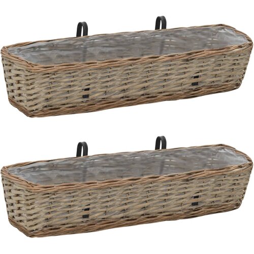 VidaXL Balkonski cvetlični lonec 2 kosa pleten s PE podlogo 80 cm Slike