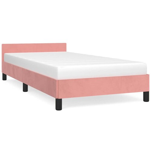 Maison Chic Posteljni okvir - Dvoposteljna postelja - Zakonska postelja z vzglavjem brez vzmetnice roza 100x200cm žamet, (21693693) Slike