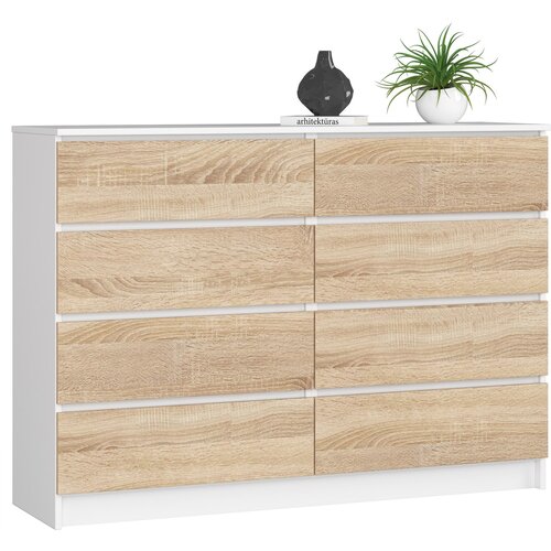 AKORD KOMODA K140 8SZ CLP BELO / SONOMA, (21703070) Slike