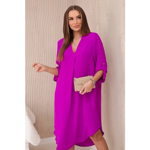 Włoski V-neck dress violet Slike