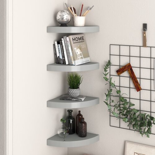  Plutajuće kutne police 4 kom sive 25 x 25 x 3,8 cm MDF Cijene