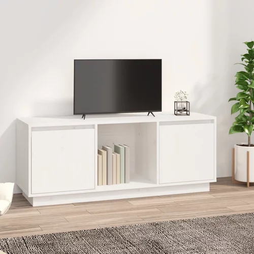 TV ormarić bijela 110,5 x 35 x 44 cm od masivne borovine