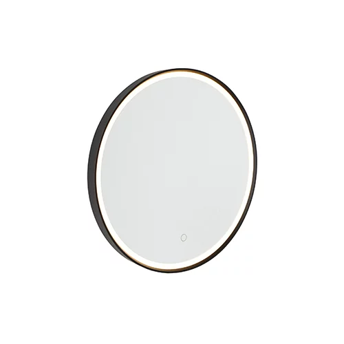 QAZQA Kopalniško ogledalo črno 50 cm z LED z zatemnilnikom na dotik - Miral