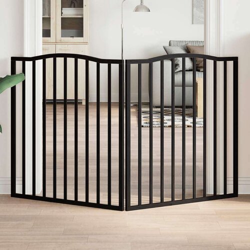 vidaXL Vrata za pse s 2 panela sklopiva crna 160 cm od drva topole Cijene