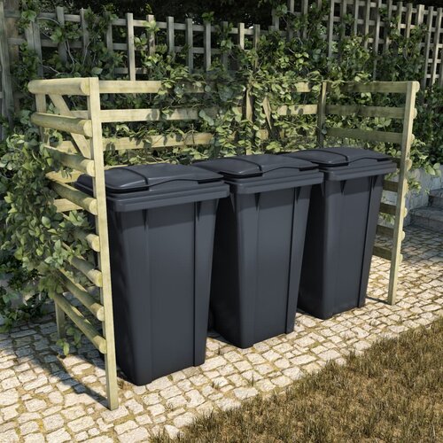 VidaXL Trojna lopa za smetnjake zelena 210x80x150 cm borovina Slike