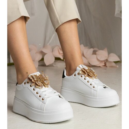 D/CEO UR/CEO Black and white sneakers adorned with a butterfly with rhinestones Kariba Slike