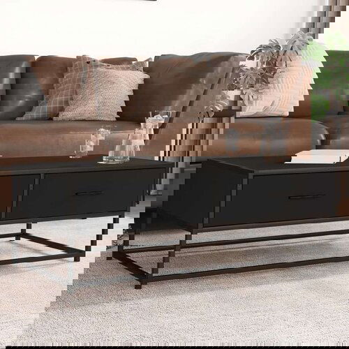 vidaXL Stolić za kavu crni 100 x 50 x 35 cm konstruirano drvo i metal Cijene