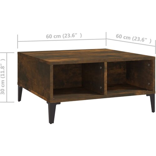  Stolić za kavu boja dimljenog hrasta 60 x 60 x 30 cm od iverice Slike
