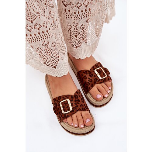 Boto Women's Platform Sandals With Gold Buckle Leopard Selira Cijene