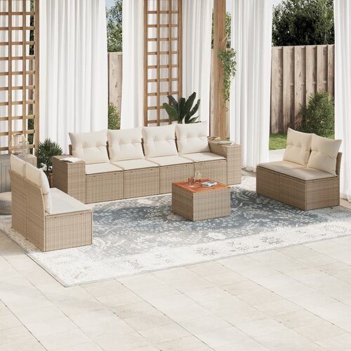 VidaXL 9-dijelni set vrtnih sofa s jastucima bež od poliratana Slike