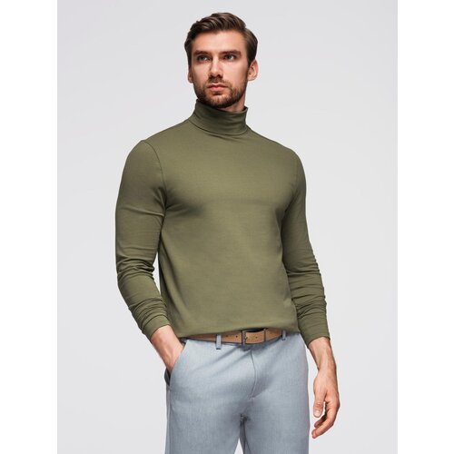 Ombre Men&amp;#039;s plain turtleneck longsleeve - dark olive green Slike