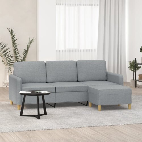 vidaXL Kavč trosed s stolčkom za noge svetlo siv 180 cm blago Cene